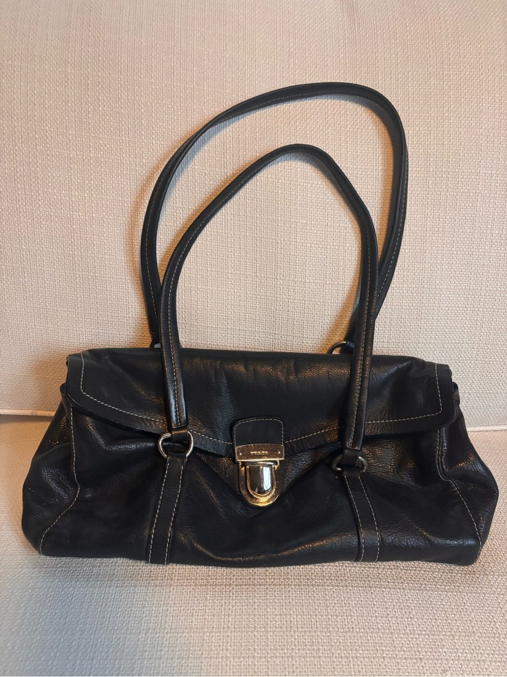 Prada Black Leather Double-Handle Satchel